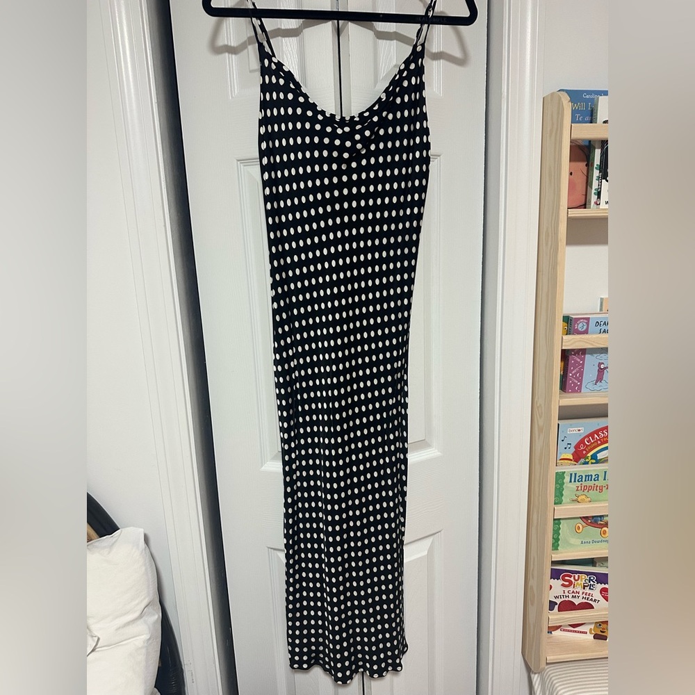 Zara Black and White Polka Dot Midi Dress
